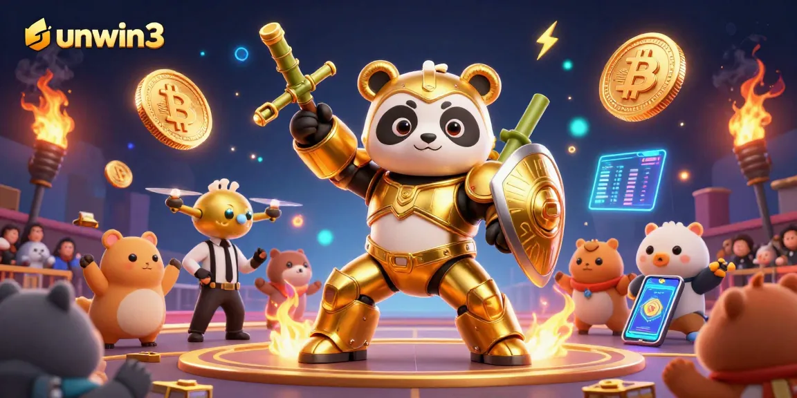 Experience the excitement of sunwin3 with a vibrant 3D casino scene featuring a golden mech-suit panda.